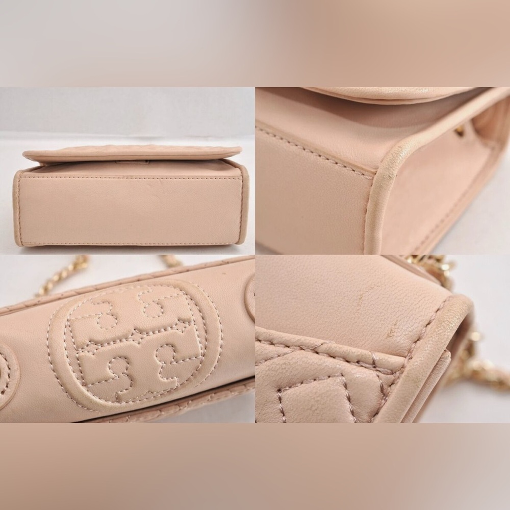 Authentic TORY BURCH Fleming Chain Shoulder Bag Purse Leather Pink - Picture 4 of 7